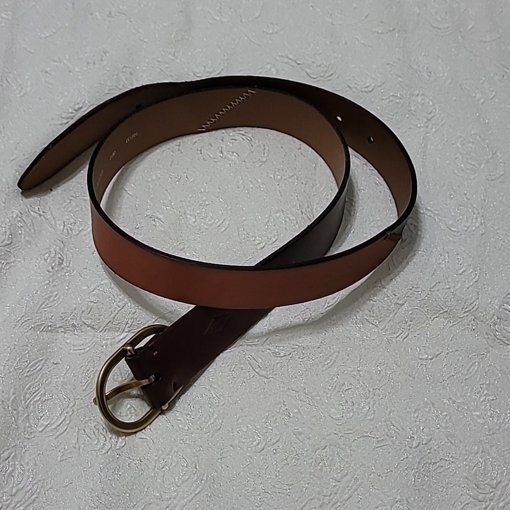 Fossil Geo Color Block Cabernet Leather Belt Size Small